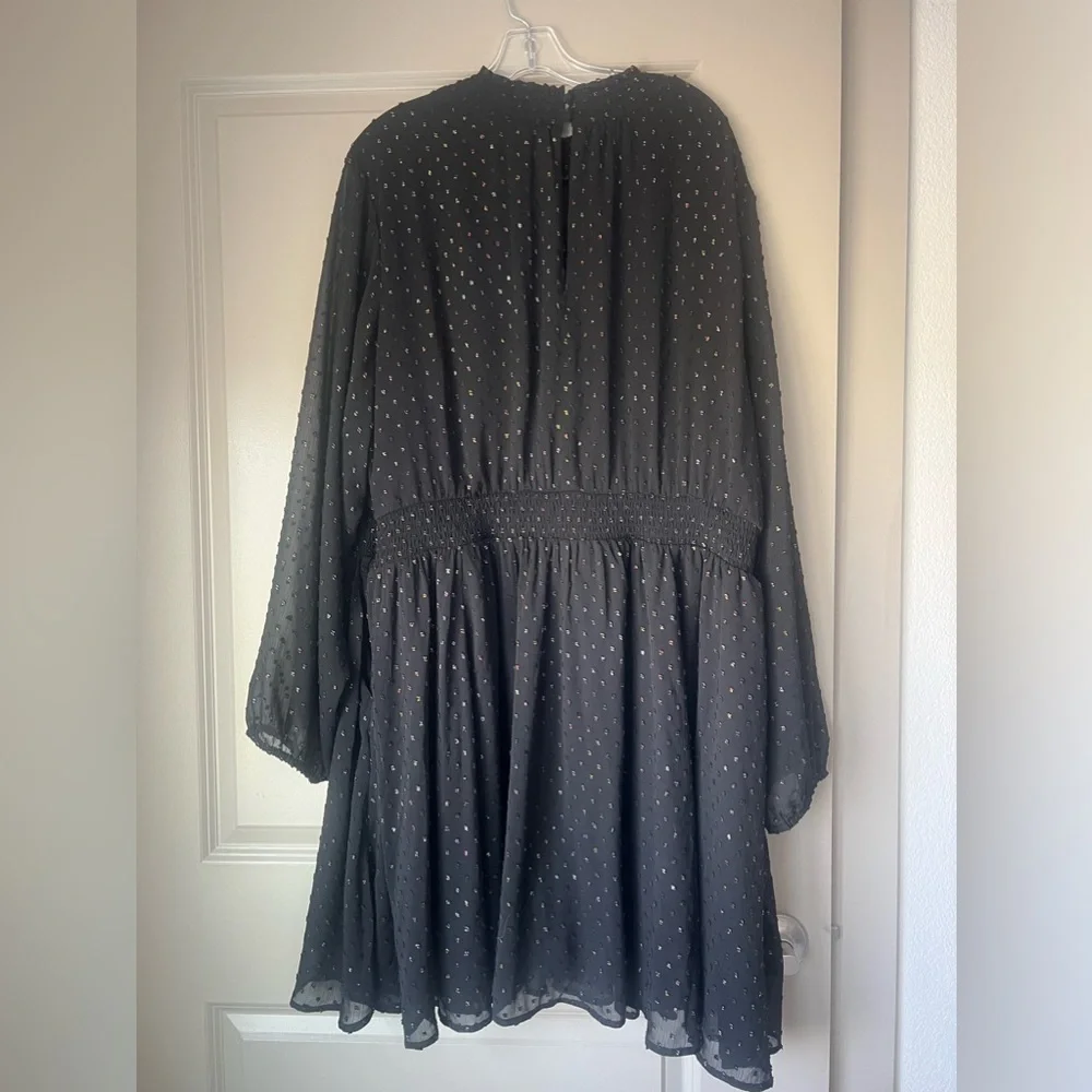 Torrid Mini Clip Dot Blouson Long Sleeve Dress - Picture 8 of 12